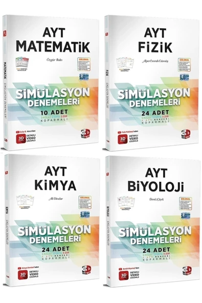 3D Yayınları 2023 Hologramlı Ayt Matematik Fizik Kimya Biyoloji Dörtlü Deneme Seti ürün görseli 1