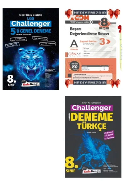 Kafa Dengi Yayınları Lgs 8. Sınıf Challenger 5'li Genel + Türkçe Deneme Set (deneme Ve Fosforlu Kalem Hediyeli) ürün görseli 1