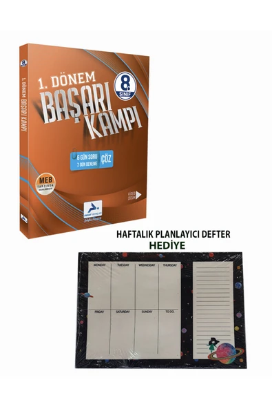paraf yayınları Paraf Yayınları 8. Sınıf Gün Gün 1. Dönem Tekrar Kampı+ Haftalık Planlama Defteri Hediye ürün görseli 1