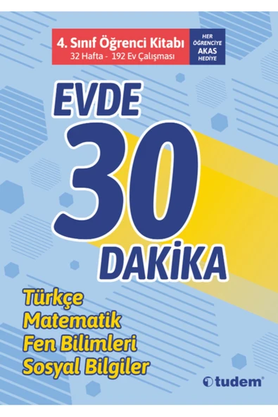 Tudem Yayınları Tudem 4.sınıf Evde 30 Dakika Öğrenci Kitabı - Güncel ürün görseli 1