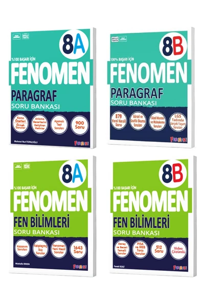 Fenomen Yayıncılık Fenomen Okul 2024 8. Sınıf Lgs Paragraf + Fen Bilimleri A + B Soru Bankası Seti 4 Kitap ürün görseli 1
