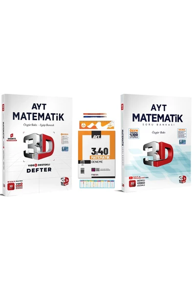 3D Yayınları AYT 3D Matematik Soru Bankası ve AYT 3D Matematik Video Destekli Defter İle 2025 AYT Matematik Denem ürün görseli 1