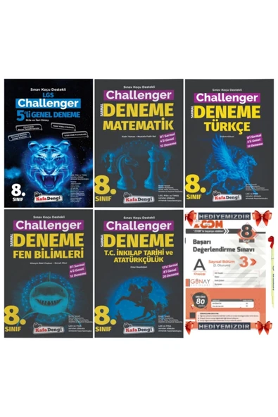 Kafa Dengi Yayınları Lgs 8. Sınıf Challenger 5'li Genel Matematik Türkçe Fen Inkılap Deneme Set ürün görseli 1