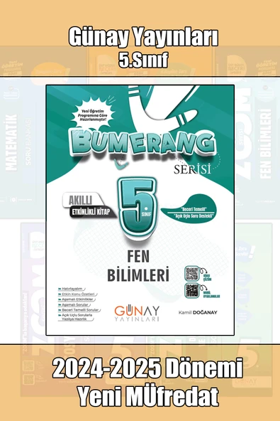 Günay Yayınları 5.Sınıf BUMERANG Serisi Fen Bilimleri ETKİNLİKLİ Akıllı Kitap 2025 Yeni Öğretim Yılı ürün görseli 1
