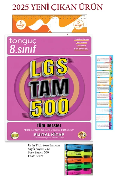 Tonguç Yayınları Lgs Tam 500 Soru Bankası 2025 Yeni Ürün Ve Fosforlu Kalem Noki ürün görseli 1