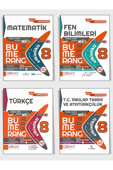 Günay Yayınları 2025 8. Sınıf Günay Yayınları Bumerang Serisi Konu Anlatımlı ve Etkinlikli Soru Bankası 4'lü Set ürün görseli 1