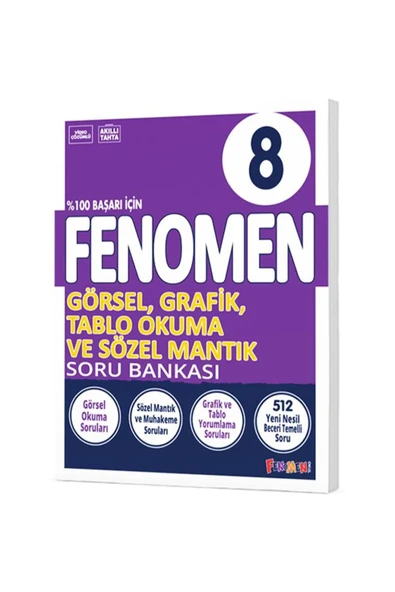 Fenomen Yayıncılık FENOMEN YAYINLARI 8.Sınıf Görsel, Grafik, Tablo Okuma ve Sözel Mantık Soru Bankası ürün görseli