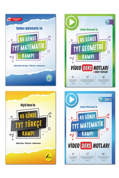 REHBER MATEMATİK YAYINLARI 49 Günde Tyt Matematik Kampı, Geometri, Matematik Video Ders Notları Ve Tyt Türkçe Kampı 4 Kitap Set