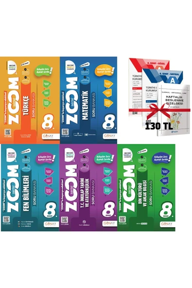 Günay Yayınları 2026 Yeni-8. Sınıf Zoom Türkçe+Matematik+Fe +İnkılap+Din Soru Bankası (beslenme ve deneme hediyeli) - Resim 2