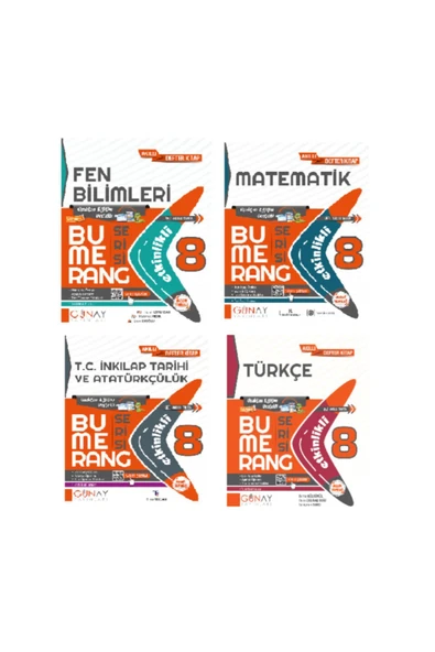 Günay Yayınları 8. Sınıf Bumerang Serisi Fen + İnkılap +Matematik + Türkçe Konu Anlatımlı ve Etkinlikli Soru Bankası ürün görseli 1