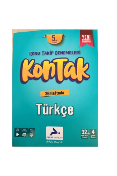 paraf yayınları 5.SINIF KONTAK TÜRKÇE  KONU TAKİP DENEMELERİ YENİ MÜFREDAT 2025 ürün görseli 1