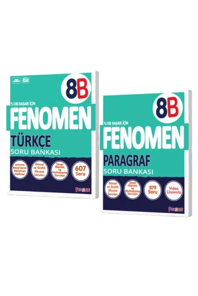 Fenomen Yayıncılık FENOMEN YAYINCILIK 8. Sınıf Türkçe B Soru Bankası + Paragraf B Soru Bankası (2 Kitap) ürün görseli 1