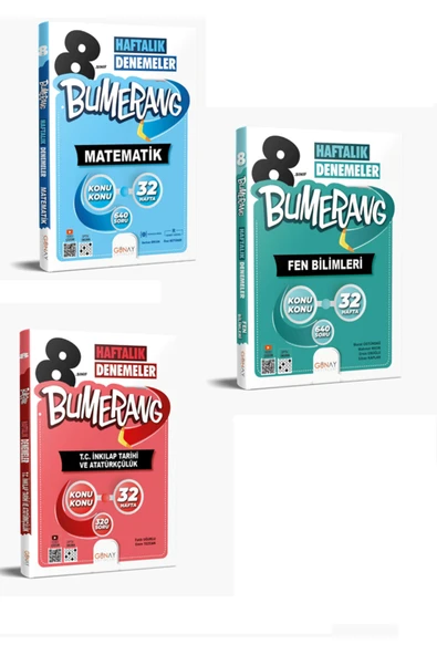Günay Yayınları Günay Yayınları 8. Sınıf Bumerang Matematik + İnkılap 32 Haftalık Deneme Seti ürün görseli 1