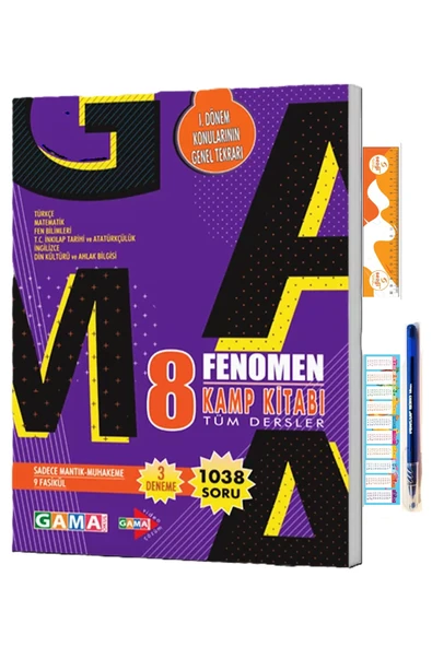 Fenomen Yayıncılık 8 Tüm Dersler Kamp Kitabı (1. Dönem) ve Sezgistore Ayraç-Cetvel+Kalem