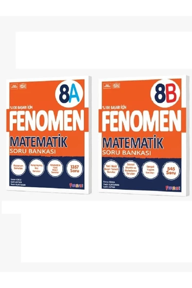 Fenomen Yayıncılık 8. Sınıf LGS Matematik (A) - Matematik (B) Soru Bankası Seti (2 Kitap) ürün görseli 1