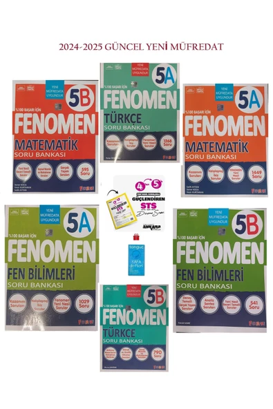Fenomen Yayıncılık 5. Sınıf Matematik-Fen ve Türkçe 5A ve 5B Soru Bankası Seti + Sts Denemesi ve Kafa Defter Hediyeli! ürün görseli 1