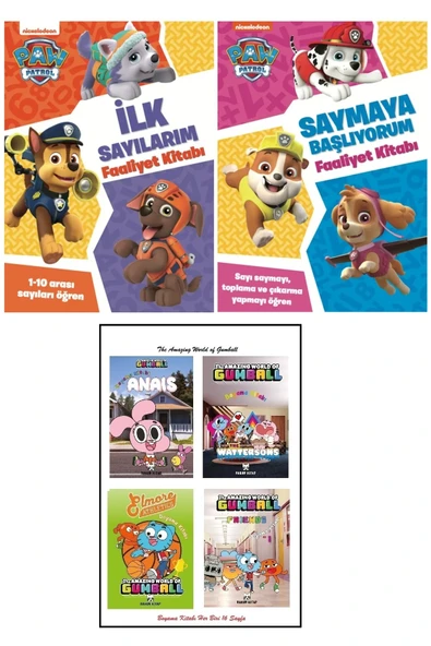 Beta Yayınları Paw Patrol İlk Sayılarım+Saymaya Başlıyorum Faaliyet Kitapları 2'li Set+4 Adet Boyama Kitabı