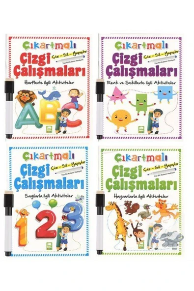 Ema Çocuk Çıkartmalı Çizgi Çalışmaları Seti (KALEMLİ) (4 KİTAP) ürün görseli 1