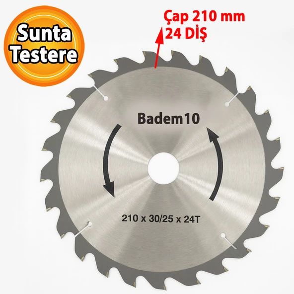 Sunta MDF Kesme 24 Diş 210x30x25 mm Profesyonel Ahşap Kesim Uyumlu Dairesel Testere Bıçağı Modeli - Resim 2