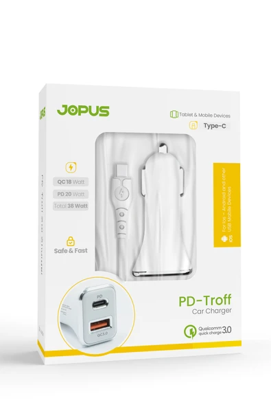 Jopus Universal Type C JO-A7 Troff PD 3.0 20W USB / PD Araç Sarji - 6