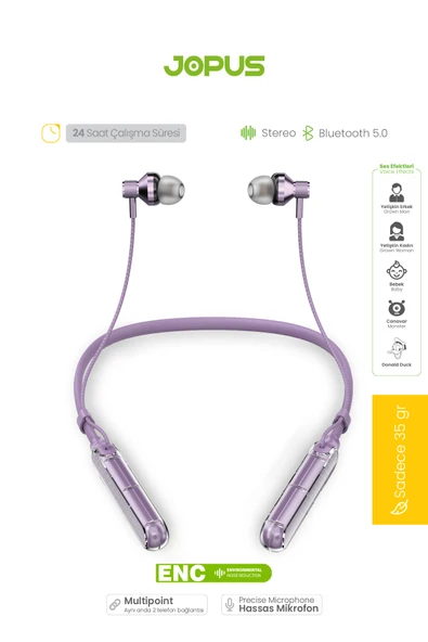 Ghost Boyun Askılı HD Ses Kaliteli Ses Değiştirme Modlu Bluetooth Kulaklık JP-BH06 Jopus - 7