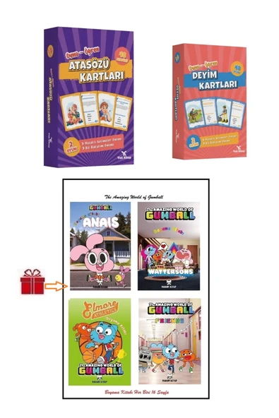 yeti kitap Atasözleri ve Deyimler Kartları Seti İle 4 Adet 16 Syf'lık Gumball Lisanslı Boyama Kitabı ürün görseli 1