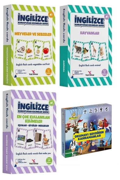 yeti kitap Ingilizce Konuşturan Kelime Kartları+okumayı Sevdiren Kahramanlar Seti ürün görseli 1