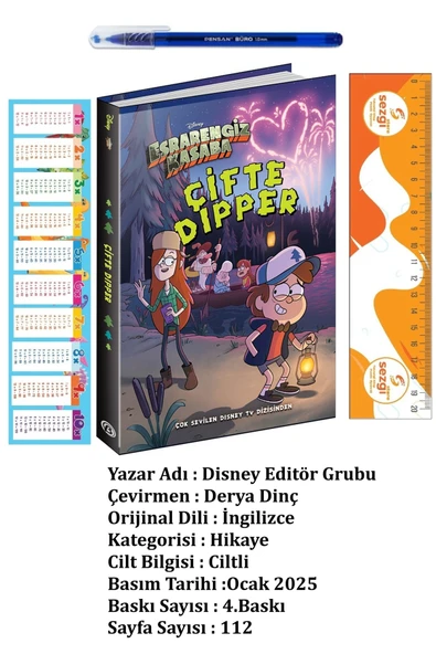 Beta Yayınları Disney Esrarengiz Kasaba Çifte Dipper ve Tükenmez Kalem+Sezgistore Ayraç Cetvel ürün görseli 1