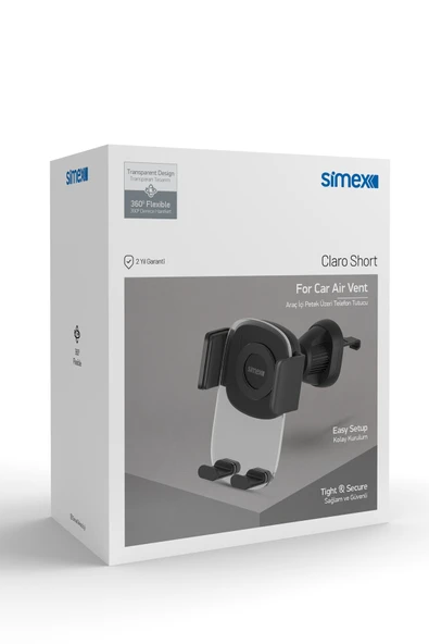 Simex Araç içi Petege Takmali Nano Cam Gövdeli Sıkıştırmalı Telefon Tutucu Claro Short - 5