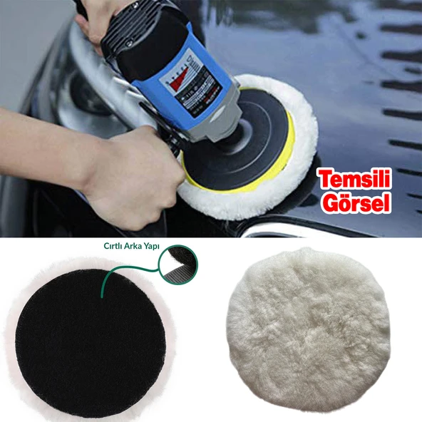 Koyun Postu Pedi Ø 125 mm + Cırt Taban + M14 Pasta Cila Polisaj Kuzu Postu Yünü Keçesi ( 3'lü Set) - Resim 3