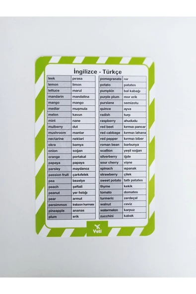 yeti kitap Ingilzce Kelime Kartlarımı Meyveler Ve Sebzeler - Resim 5