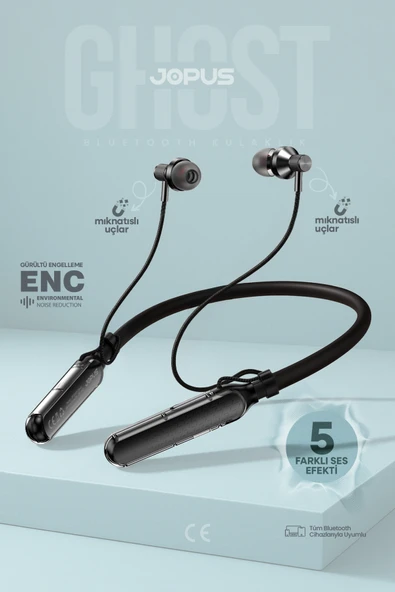 Ghost Boyun Askılı HD Ses Kaliteli Ses Değiştirme Modlu Bluetooth Kulaklık JP-BH06 Jopus