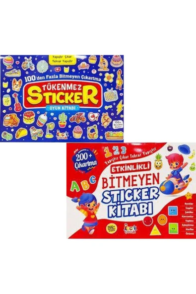Bıcırık Yayınları TÜKENMEZ STİCKER OYUN KİTABI 100'DEN FAZLA ÇIKARMA + ETKİNLİKLİ BİTMEYEN 200 STİCKER KİTABI
