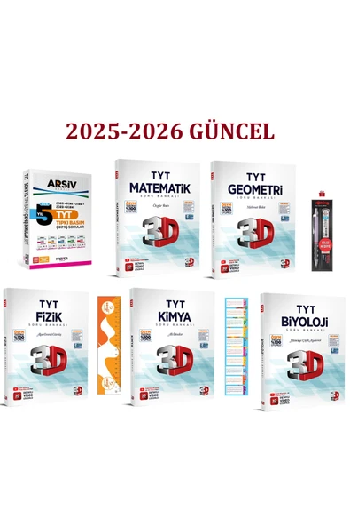 3D Yayınları TYT 3D Sayısal Set (5 Kitap +1 Çıkmış Sorular) + Orjinal Tikky Versatik 3'Lü Kalem Seti