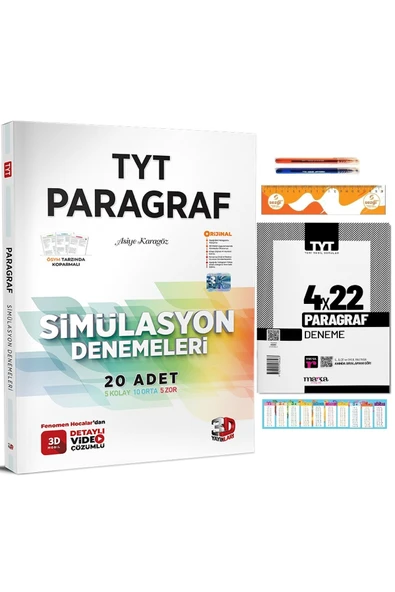 3D Yayınları TYT 3D Paragraf Simülasyon Denemeleri ve 2025 TYT Paragraf 4 Deneme Tamamı Video Çözümlü Marka Yayın ürün görseli 1
