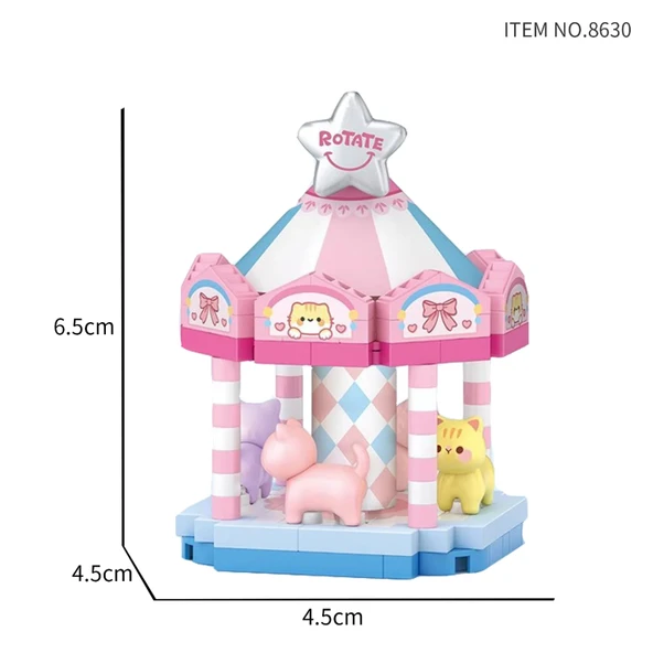 4'LÜ SET - Loz Hareket Eden Lunapark Serisi Mikro Bloklar -Toplam 680 Parça 10+ Yaş (Atlı Karınca, Dönme Dolap, Gondol, Salıncak) - Lunapark Maketi - 7