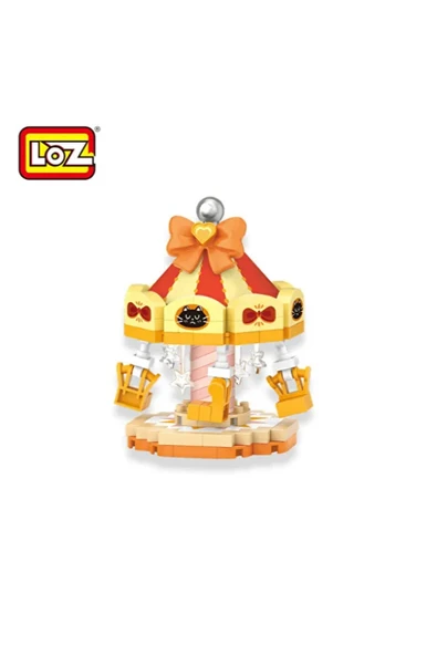 4'LÜ SET - Loz Hareket Eden Lunapark Serisi Mikro Bloklar -Toplam 680 Parça 10+ Yaş (Atlı Karınca, Dönme Dolap, Gondol, Salıncak) - Lunapark Maketi - 5
