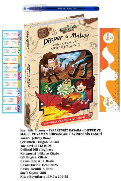 Beta Yayınları Disney Esrarengiz Kasaba Zaman Korsan Hazinesinin Laneti ve Tükenmez Kalem+Sezgistore Ayraç ürün görseli 1