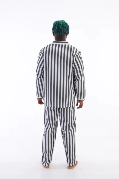 MDB Kocabey 4007 Uzun Kol Çizgili Gaffur Erkek Pijama Takım - Resim 8