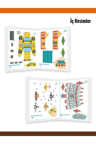 yeti kitap Kes, Yapıştır, Oyna – Eğlenceli Aktivite Seti ,Maket Etkinlikleri (2 Kitap) - Resim 2