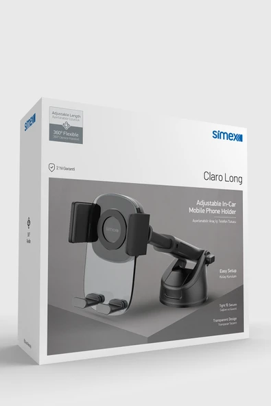 Simex Araç içi Cam ve Göğüs İçin Nano Cam Gövdeli Sıkıştırmalı Telefon Tutucu Claro Long - 5
