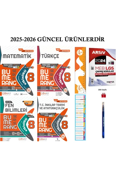 Günay Yayınları 8. Sınıf Bumerang Serisi Matematik-Türkçe-Fen Bilimleri ve İnkılap Konu Anlatımlı ve Etkinlikli Soru ürün görseli 1