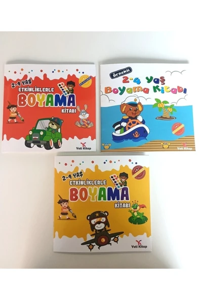 yeti kitap Öğretici 2-4 Yaş Eğlenceli Boyama Kitabı Seti (3 Kitap) ürün görseli 1