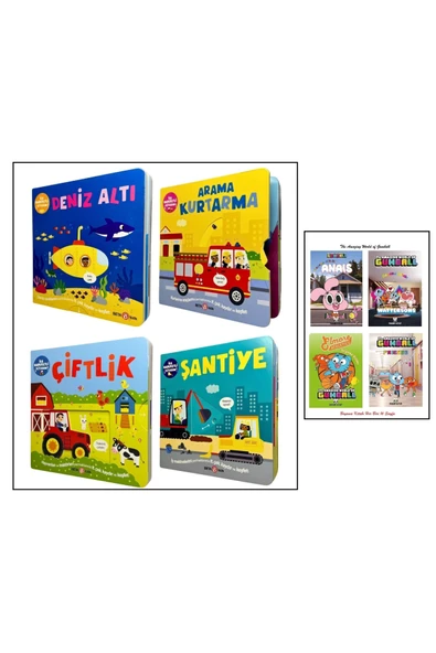 Beta Yayınları İlk Hareketli Kitabım Deniz Altı+Arama Kurtarma+Çiftlik+Şantiye 4 Kitap Set+4 Adet Boyama Kitabı ürün görseli 1