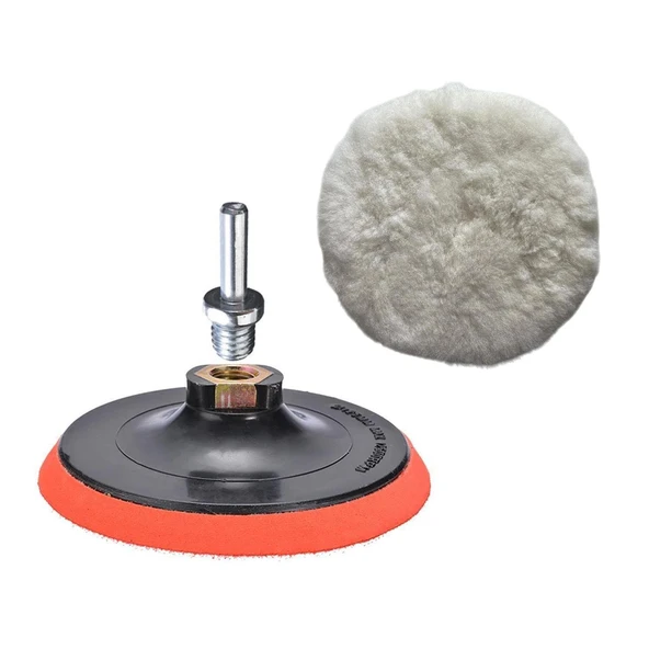 Koyun Postu Pedi Ø 125 mm + Cırt Taban + M14 Pasta Cila Polisaj Kuzu Postu Yünü Keçesi ( 3'lü Set) - Resim 8