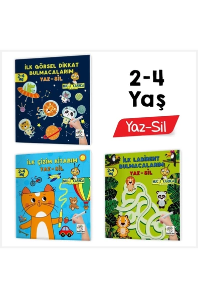 yükselen zeka Ilk Çizim Kitabım 3lü Set 2-4 Yaş Yaz-sil ürün görseli 1