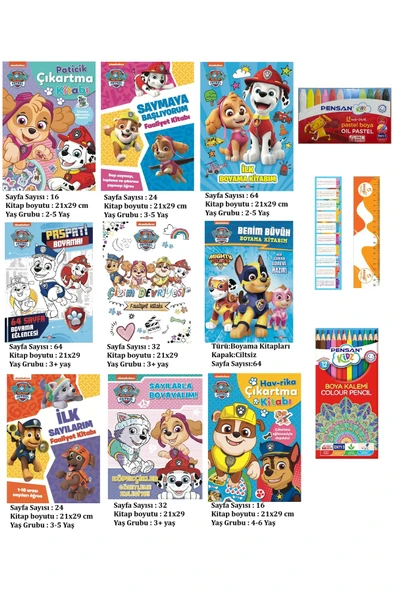 Beta Yayınları Paw Patrol Okul Öncesi Eğitim Faaliyetleri Seti (9 Kitap+1 Adet Kuru Kalem ve Pastel Boya Seti) ürün görseli 1