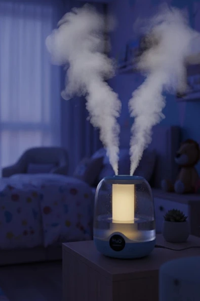 Glr K07 Mavi Çift Spreyli Ultrasonik Sessiz Hava Nemlendirici ve Gece Lambası | 3L Kapasite - 4