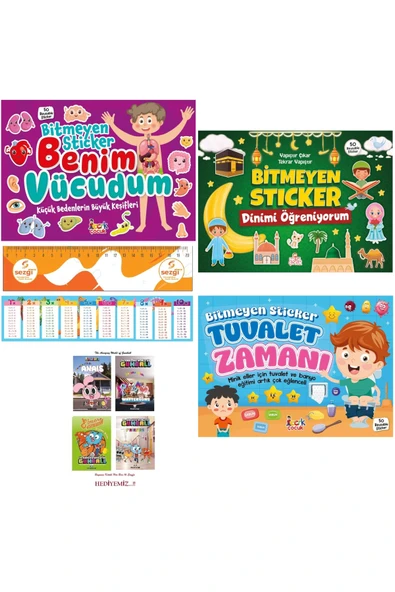 Bıcırık Yayınları Bitmeyen Stecer Benim Vücüdum-Dinimi Öğreniyorum-Tuvalet Zamanı+16 Syf'lık 4 Adet Boyama Kitabı ürün görseli 1