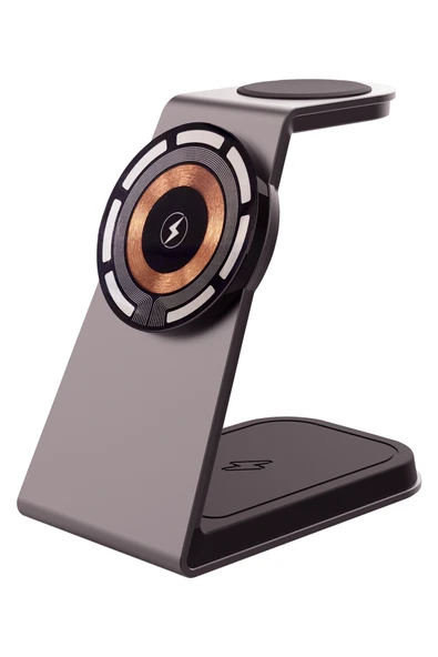 15W 3in1 Hızlı Manyetik Masaüstü Metal Magsafe Kablosuz Şarj Standı ve Telefon Tutucu Simex Atmosphere - 2